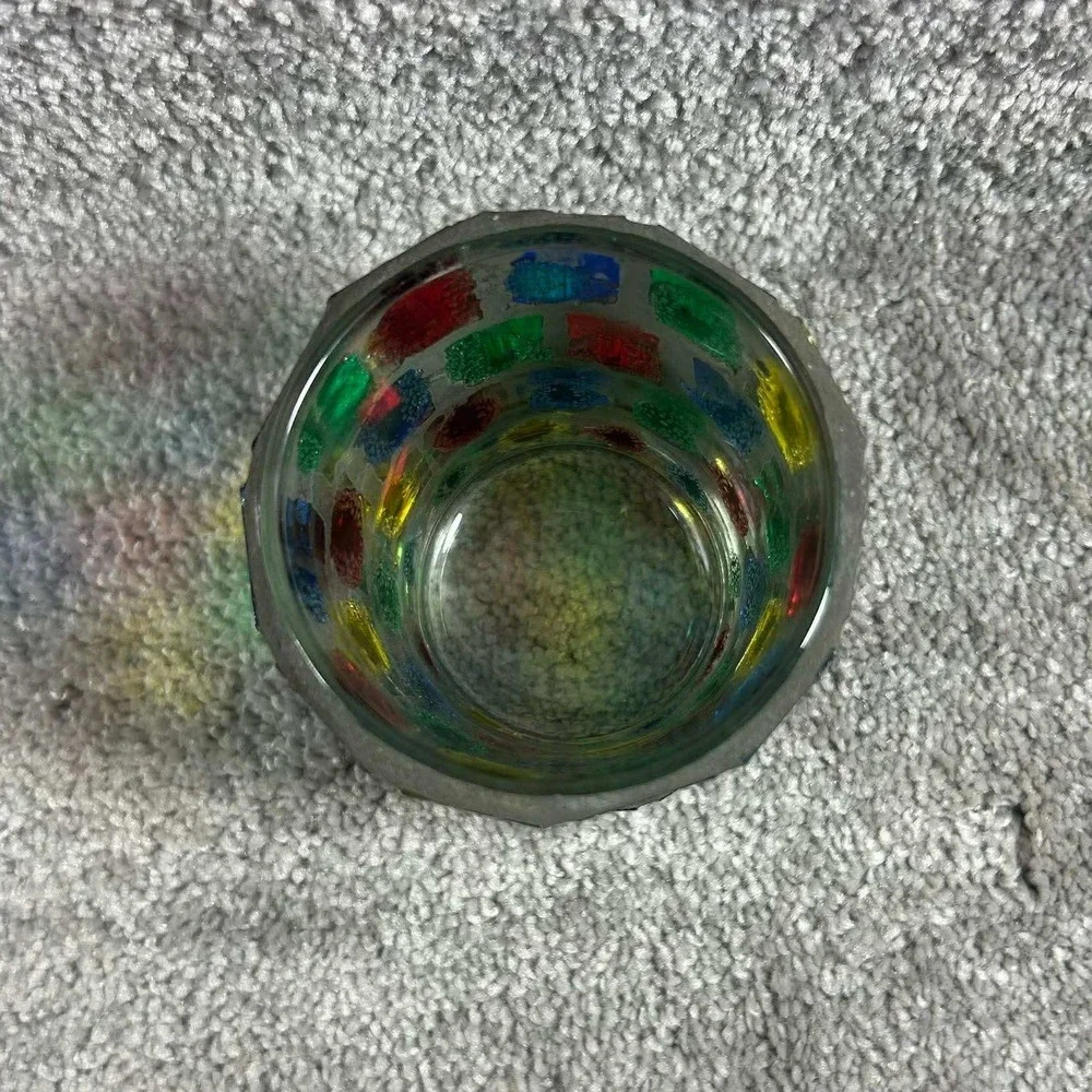 Mosaic Candle Holder Multicolor Glass Boho Votive Decor Small Size‎